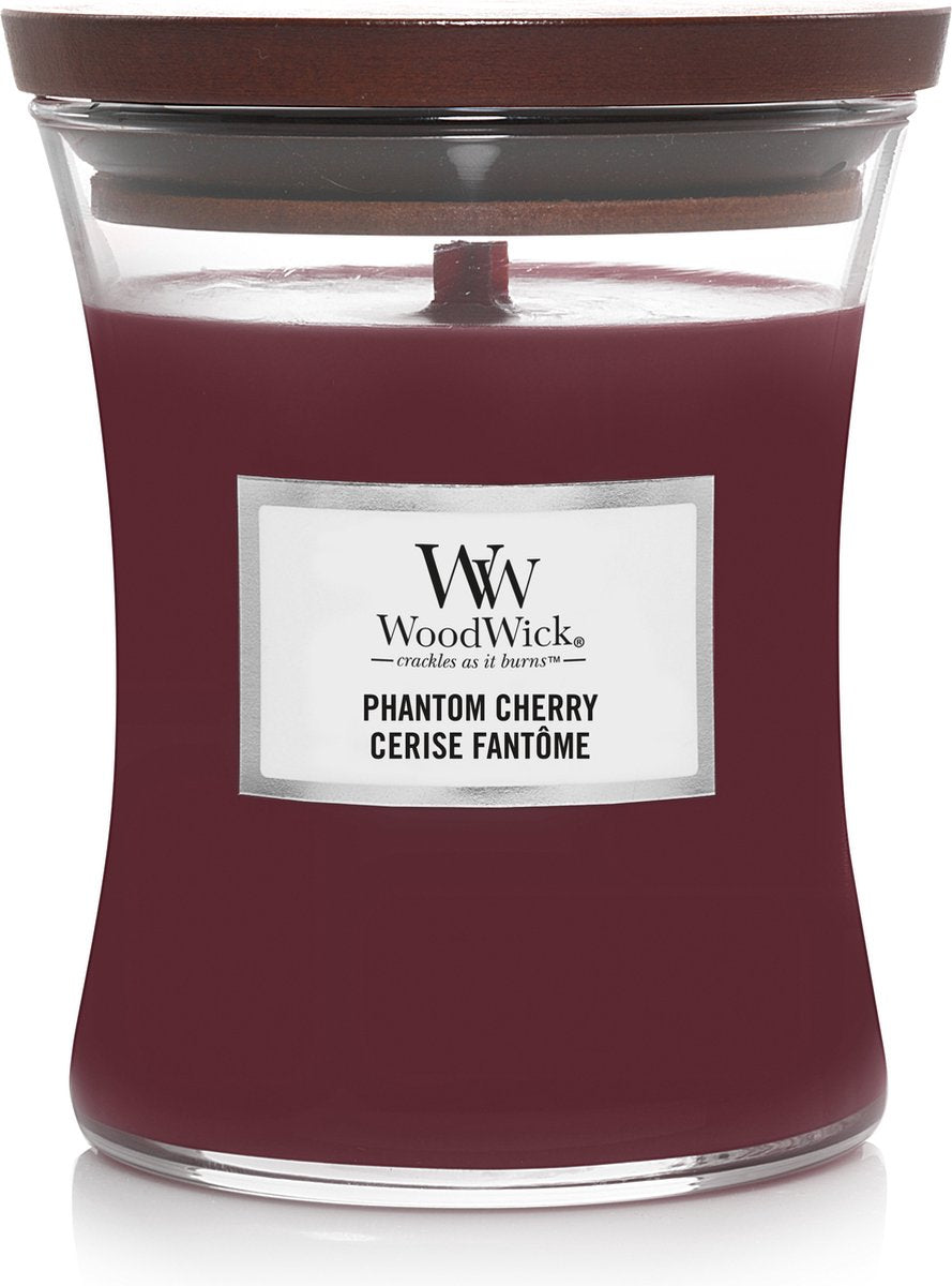Woodwick hourglass medium geurkaars - phantom cherry - 60 branduren