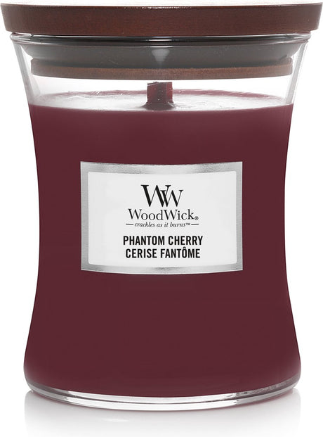 Woodwick hourglass medium geurkaars - phantom cherry - 60 branduren