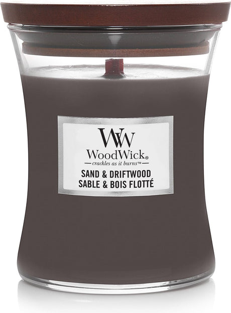 Woodwick hourglass medium geurkaars - sand driftwood - 60 branduren