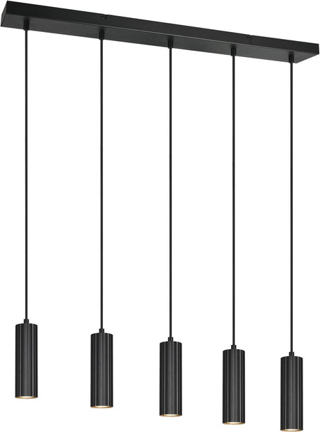 Trio soka - hanglamp - zwart mat - excl. 5x gu10 5 w - plafondbevestiging - in hoogte verstelbaar