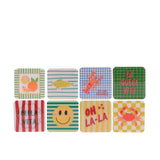 Decoris onderzetter met print hout 9,5x9,5x0,5cm