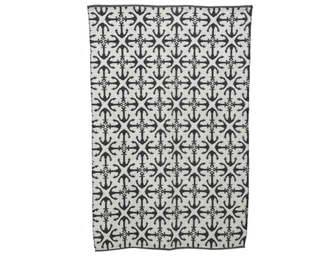 Decoris buitenvloerkleed 100% pvc met blauw ankermotief 180x120cm