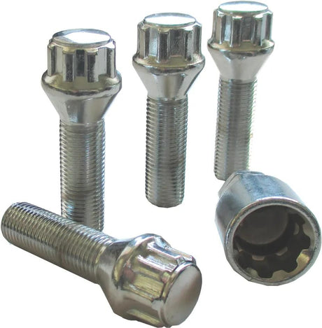 Autostyling seehase velgenslot-set rim locks set chrome cone 60, m14x1.25x27 mm