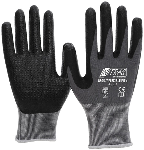 Nitras safety monteurshandschoen flexible fit+ glove size 8 pimples gray sw flexible fit+