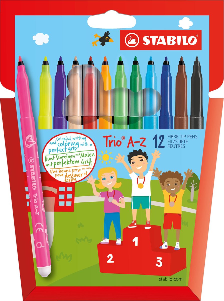 Stabilo trio a-z - viltstift - set met 12 stuks