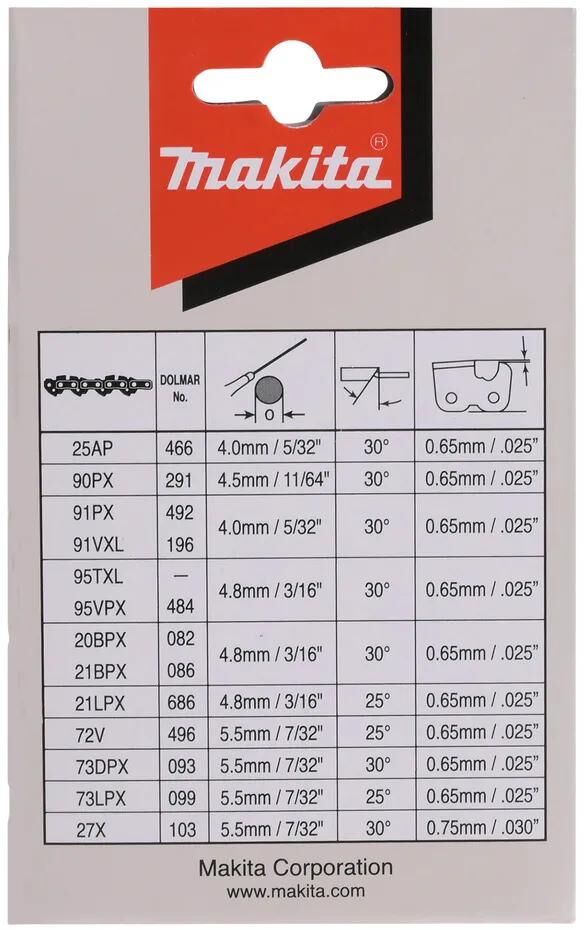Makita accessoires makita zaagketting 191h02-6 saw chain 35cm, 3 8 pcs. makita, 1.1mm groove widt