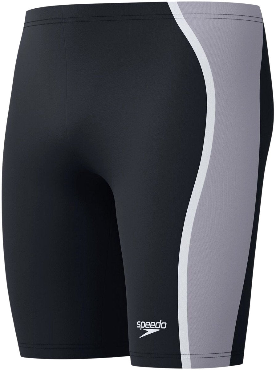 Speedo solid splice jammer heren - strakke zwembroek heren - chloorbestendige zwembroek mannen - sportzwembroek heren met trekkoord - zwart grijs - xxl