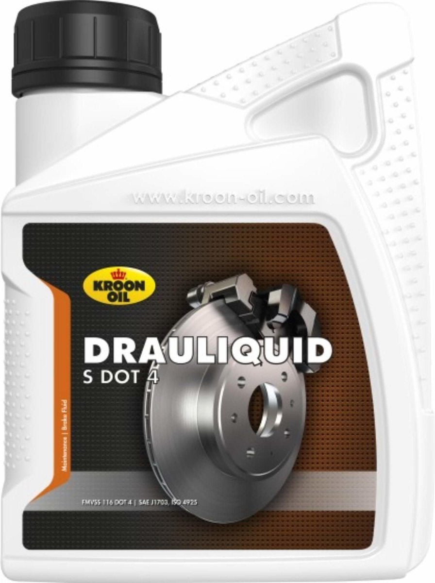 Kroon-oil drauliquid-s dot 4 - synthetische remvloeistof - 500ml - helder