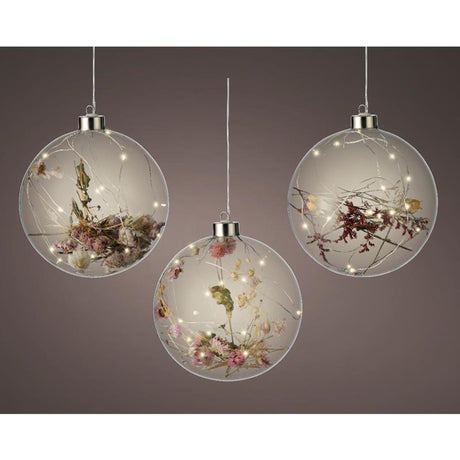Lumineo led bol met bloemen ø14cm 15led