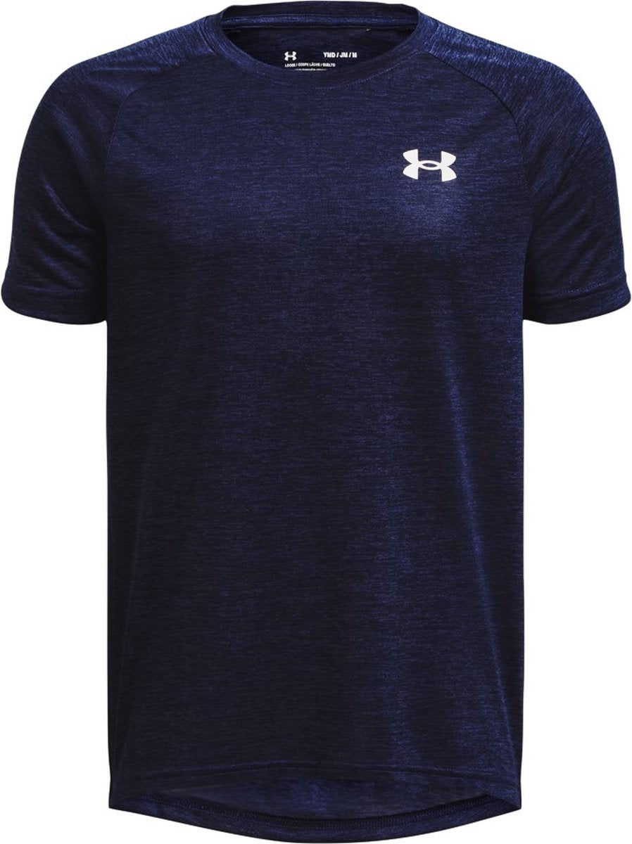 Under armour ua tech 2.0 ss-blu jongens sportshirt - midnight navy - wit