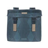 Basil Elegance dubbele fietstas, blauw, gerecycled PET, gevoerd, waterkerende sluiting, Universal Bridge, 40-49L