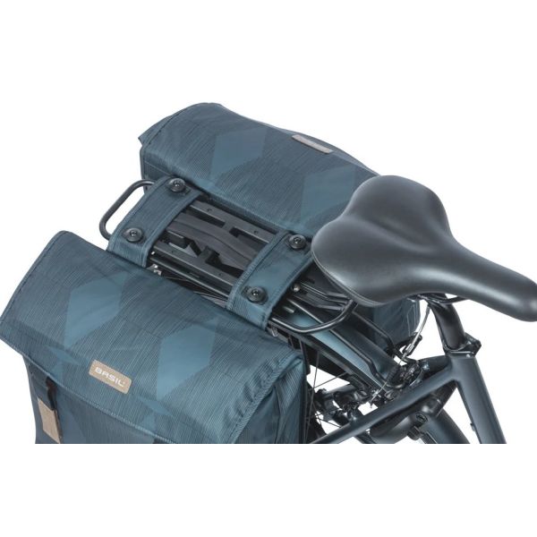 Basil dubbele fietstas elegance mik 40-49 liter - estate blauw