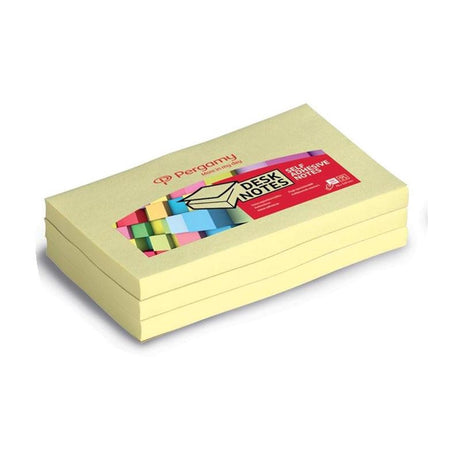 Pergamy q-connect sticky notes 100 vel 7,6x12,7cm geel pak a 12 stuks