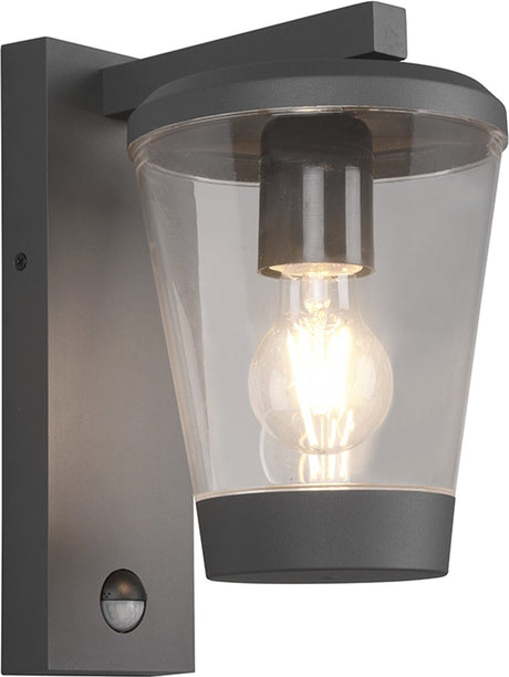 Trio cavado - wandlamp - antraciet - excl. 1x e27 4w - bewegingssensor - buitenverlichting - ip44