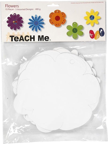 Creotime knutselset flowers 20 cm karton wit 15 stuks