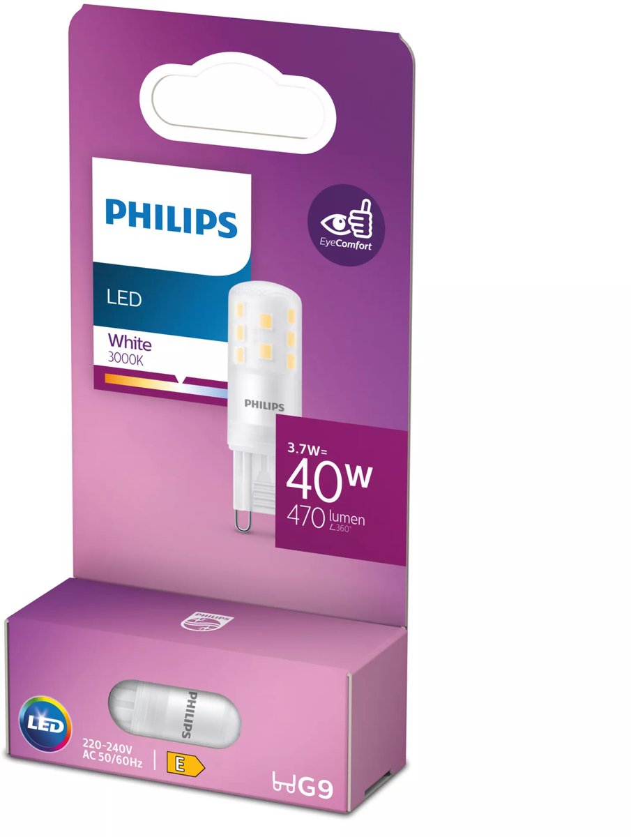 Philips led capsule - g9 fitting - helderwit licht - energiezuinig: 3,7w