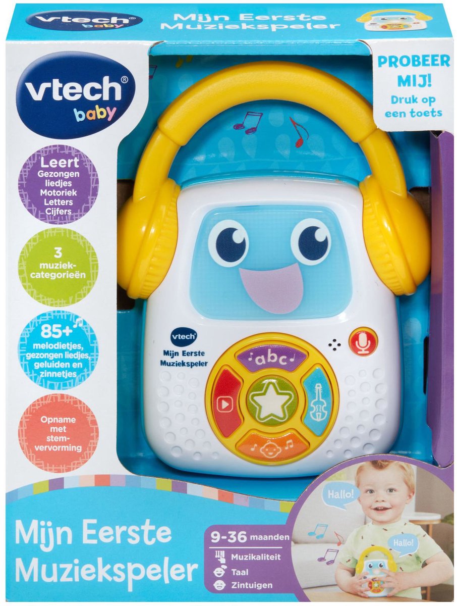 Vtech baby mijn eerste muziekspeler - interactief speelgoed - incl. 23 melodietjes 9 gezonden liedjes - cadeau - vanaf 9 maanden