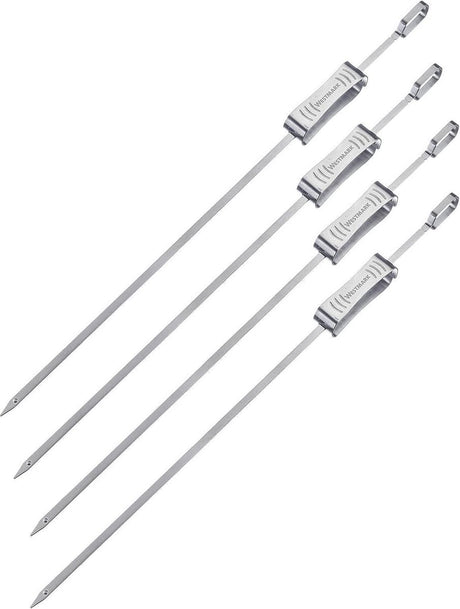 Westmark bbq-spiesjes 42cm – ideaal voor het bereiden van shashlik of andere bbq-spiesjes, incl. schuifregelaar – roestvrij staal, 4 stuks