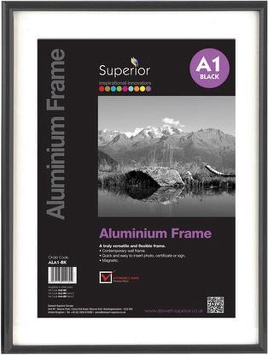 Seco fotolijst a1 - 59.4 x 84cm - zwart geborsteld aluminium - 11mm frame - se-ala1-bk
