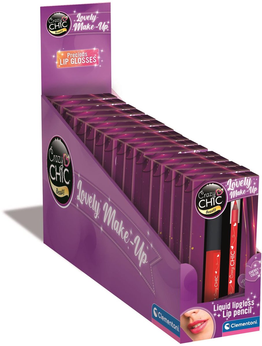 Clementoni crazy chic lipgloss en lipliner kersen rood
