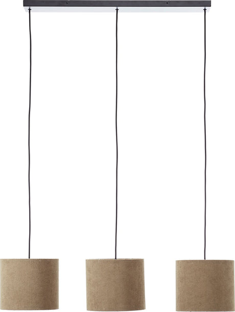 Brilliant tony - hanglamp - 3-lichts - e27 max 3x25w - ribstof - grijs