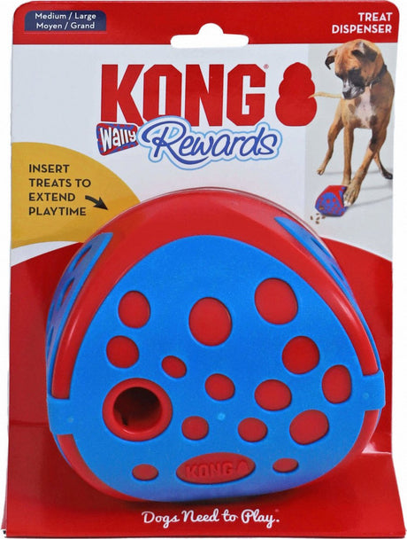 Kong rewards wally - hondenspeelgoed - ø12.5 cm rood blauw m l