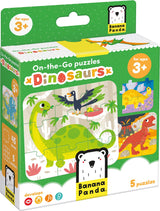 Banana panda on-the-go puzzel dinosaurussen 3+ - vijf puzzels van 9 stukjes - leuk dino puzzel speelgoed.