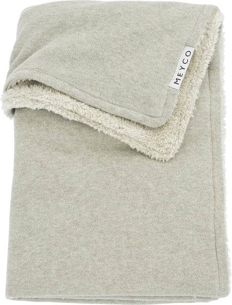 Meyco baby knit basic teddy ledikant deken - sand melange - 100x150cm - 2.0 tog