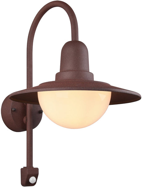 Trio norman - wandlamp - roestkleur - excl. 1x e27 4 w - bewegingssensor - wandmontage - buitenverlichting - ip44