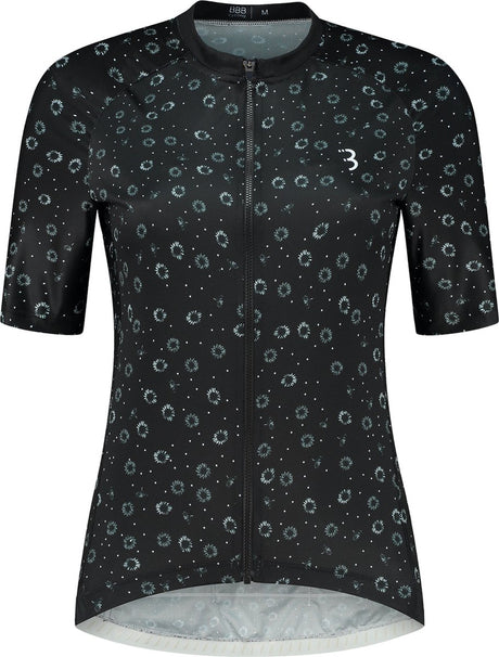Bbb cycling donnafit r - duurzaam fietsshirt dames korte mouw - 15-25 °c - ademend mtb en wielrenshirt - 3 achterzakken - black floral