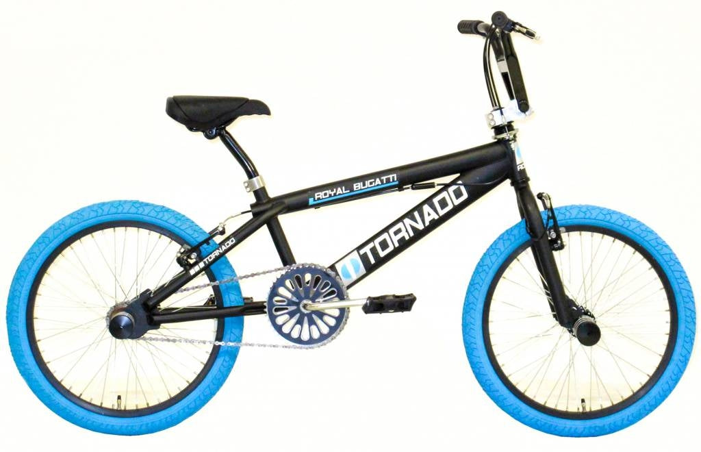 Royal freestyle bmx 20 -bugatti - mat zwart met blauwe banden