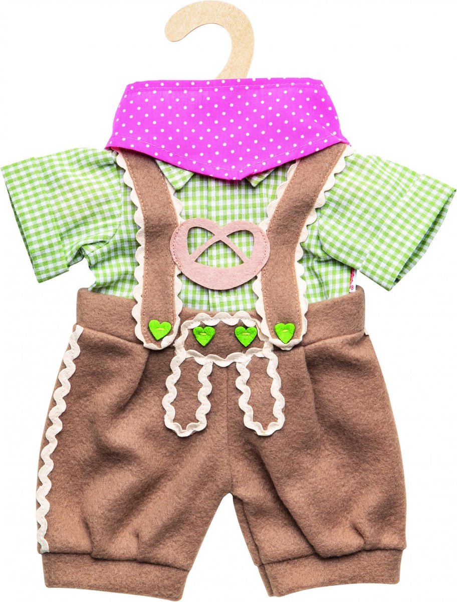 Heless poppenkleding lederhosen met overhemd en sjaal,35-45 cm