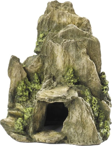 Aqua della aqua d'ella steen met mos - aquariumdecoratie - 19 x 16 cm