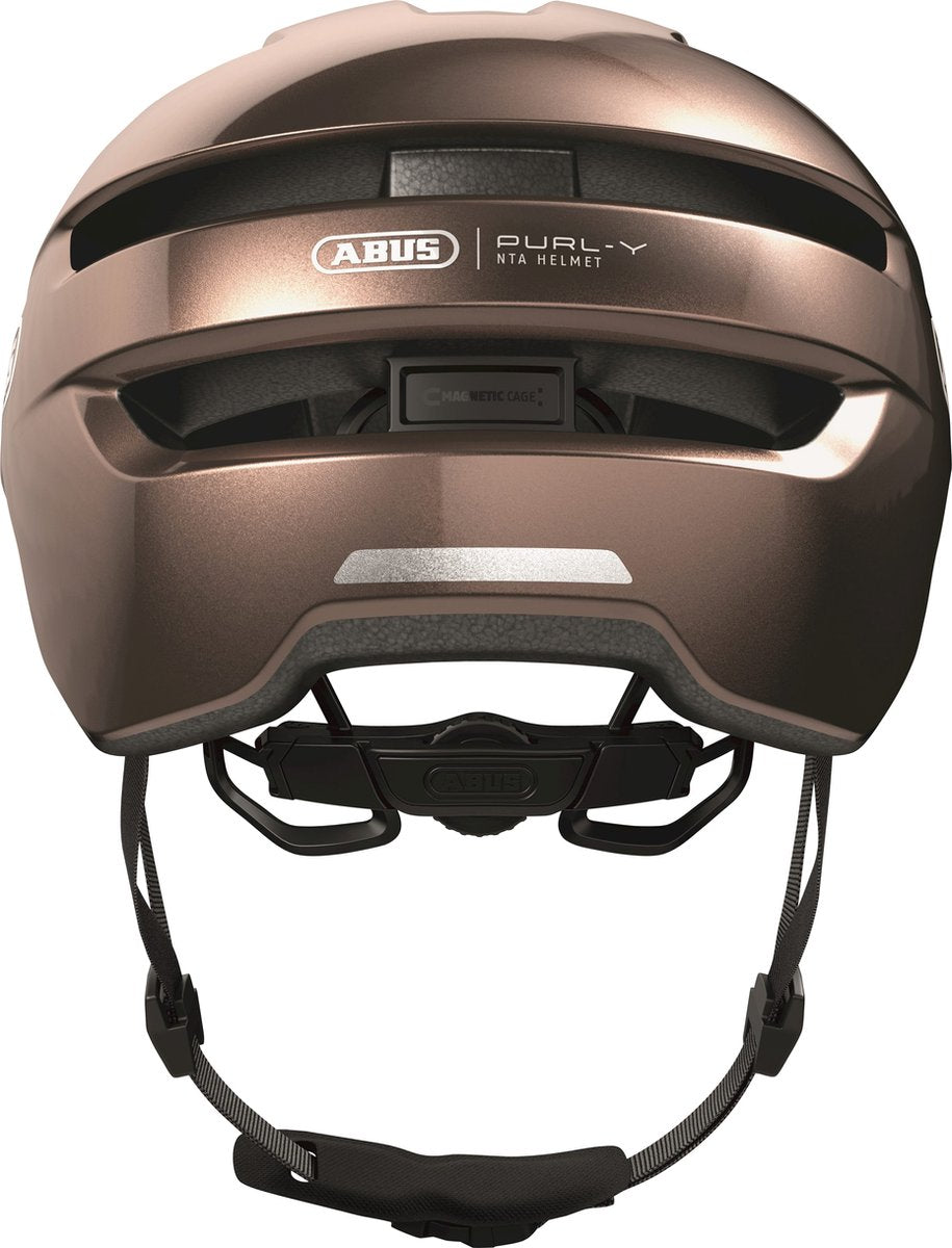Abus fietshelm purl-y metallic copper m - 54-58 cm - bruin - geschikt voor gebruik op speed pedelecs - elektrische fietsen - snorfietsen - nta-8776 320 g