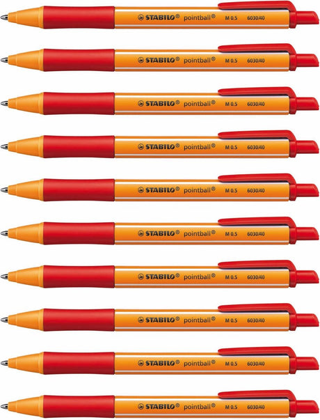 Stabilo pointball - balpen - navulbaar - rood - doos met 10 stuks