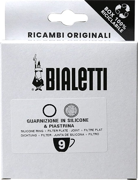 Bialetti moka aluminium filterplaatje + 1 siliconen ring 9 kops