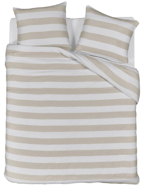 Riviera maison striped dekbedovertrek - lits-jumeaux xl - 260x200 220 - zand
