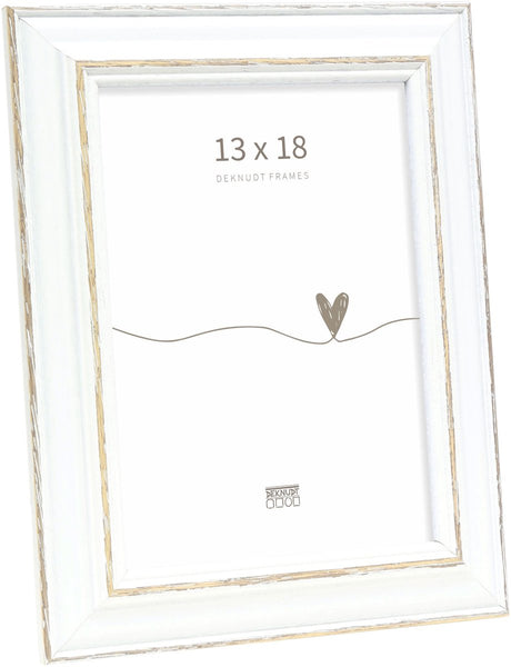 Deknudt frames fotolijst s221h3 - wit met bruin accent - 13x18 cm