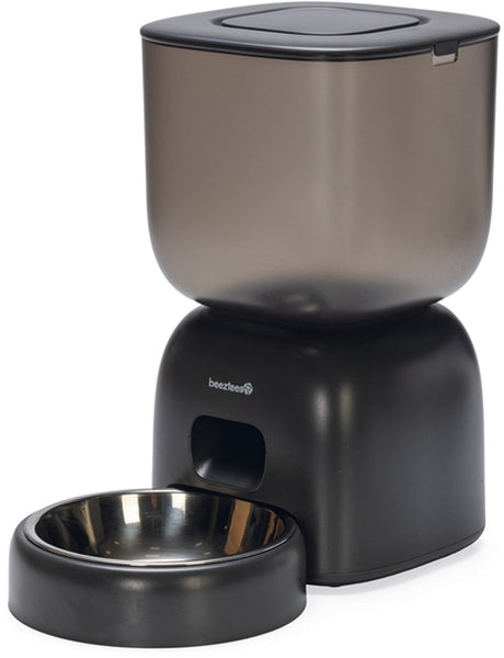 Beeztees chris automatische voerbak kat - smart - met app - voerautomaat kat - antraciet - 3 liter
