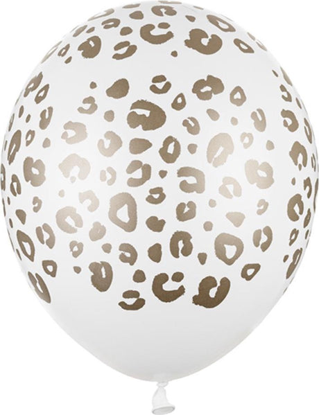 Partydeco - ballonnen wit opdruk spots. (50 stuks)