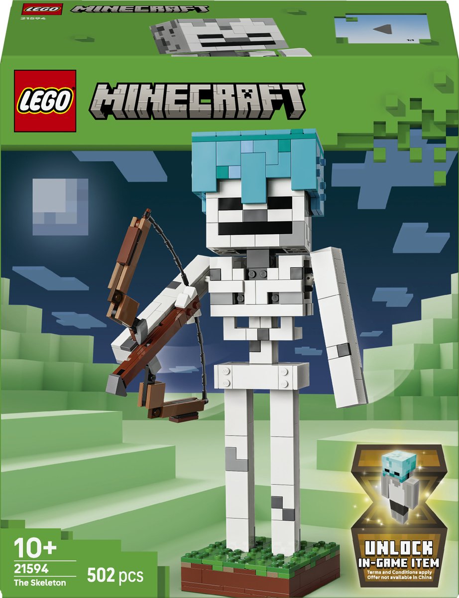 Lego ® minecraft® het skelet - decoratief gamingspeelgoed - modelbouwset - gamingmerchandise voor kinderen vanaf 10 jaar - 21594