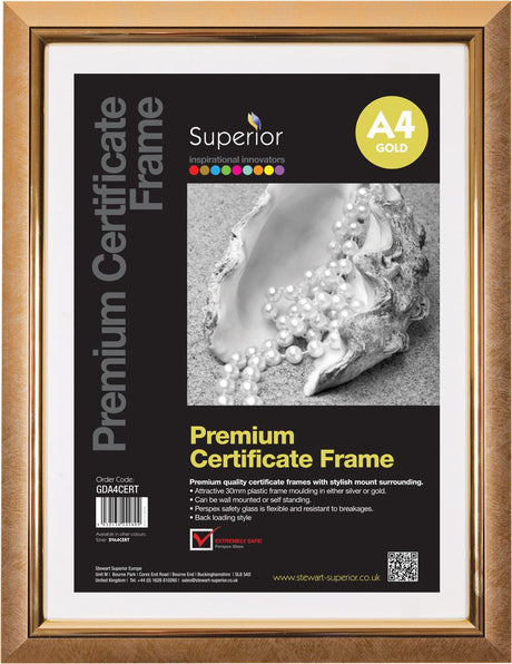 Seco fotolijst - a4 - 21 x 29.7cm - goud - 30mm frame - se-gda4cert