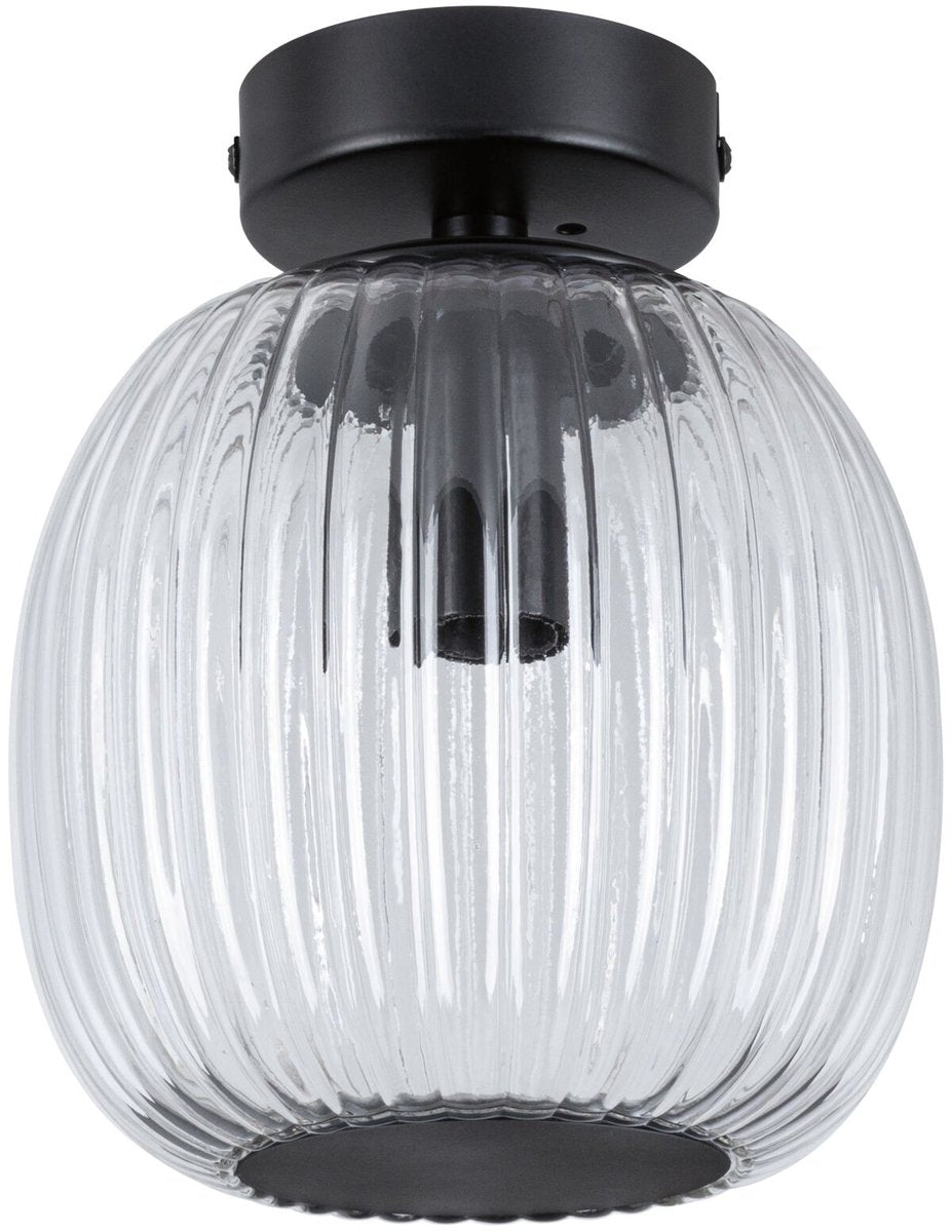 Paulmann led-plafondlamp ruya ip44 e14 230v max. 20w dimbaar glas, zwart mat