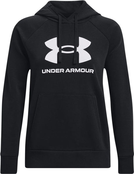 Under armour ua rival fleece big logo hd dames sporttrui - zwart - wit