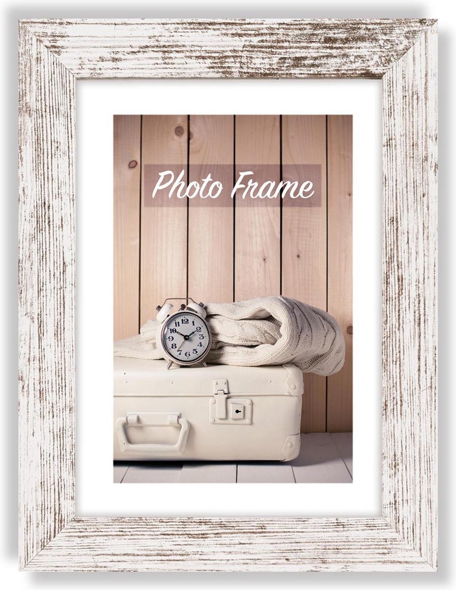 Zep - houten fotolijst wit bruin nelson 6 voor foto formaat 18x24 - v21186