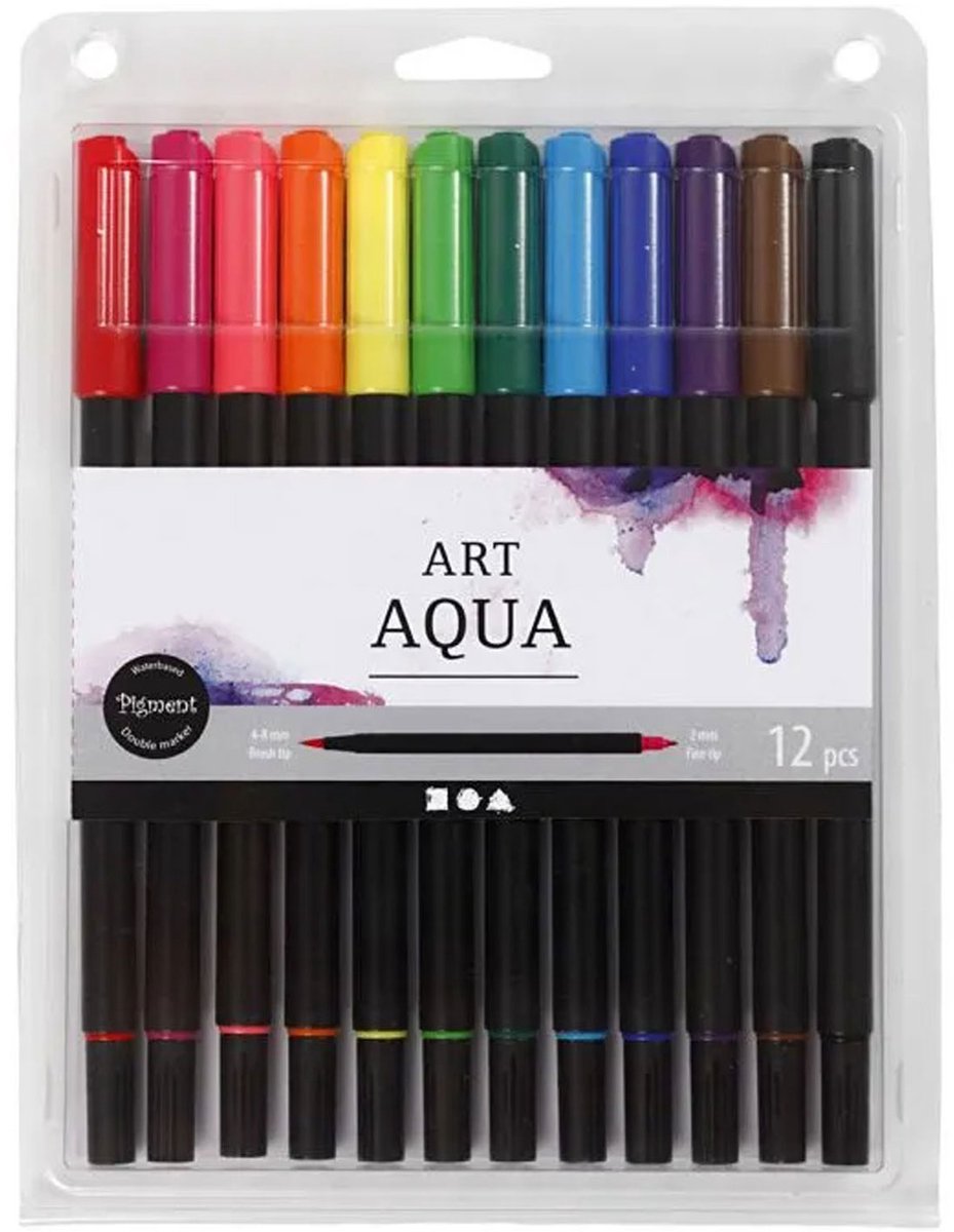 Creative company dubbelzijdige aquarel marker standaard kleuren, 12st.