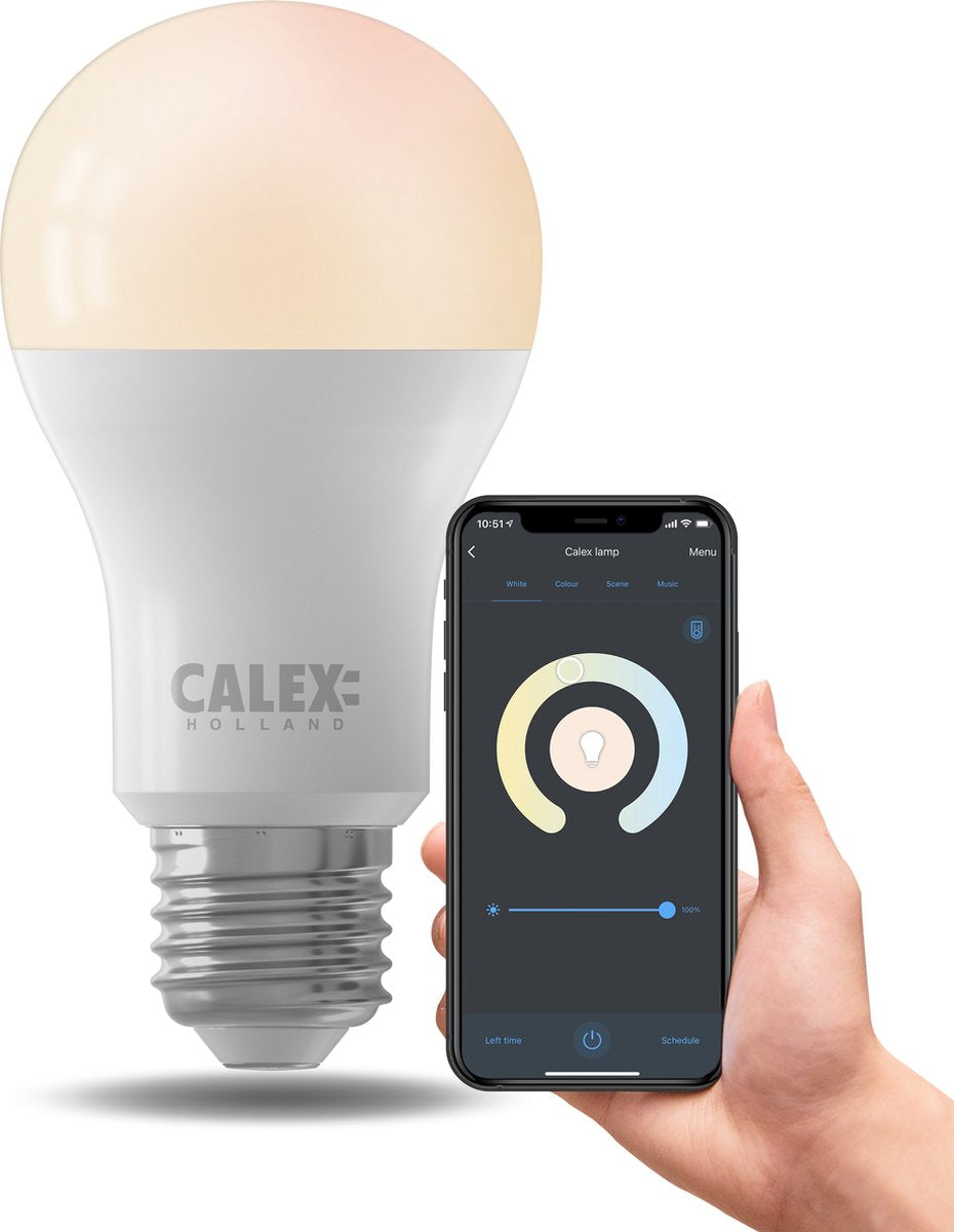 Calex slimme lamp - wifi led verlichting - e27 - smart bulb - dimbaar - warm wit licht - 9w