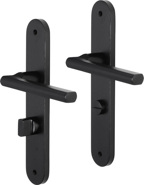 Impresso deurkruk - redhill - voor binnen - ovaal deurschild met schroef en toiletsluiting - aluminium zwart - 2 stuks