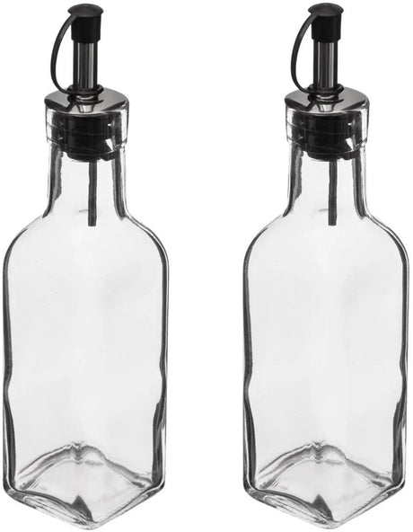 5five azijn olie flessen voor op tafel - 2x stuks - glas - 160 ml per fles - olijfolie en tafelazijn