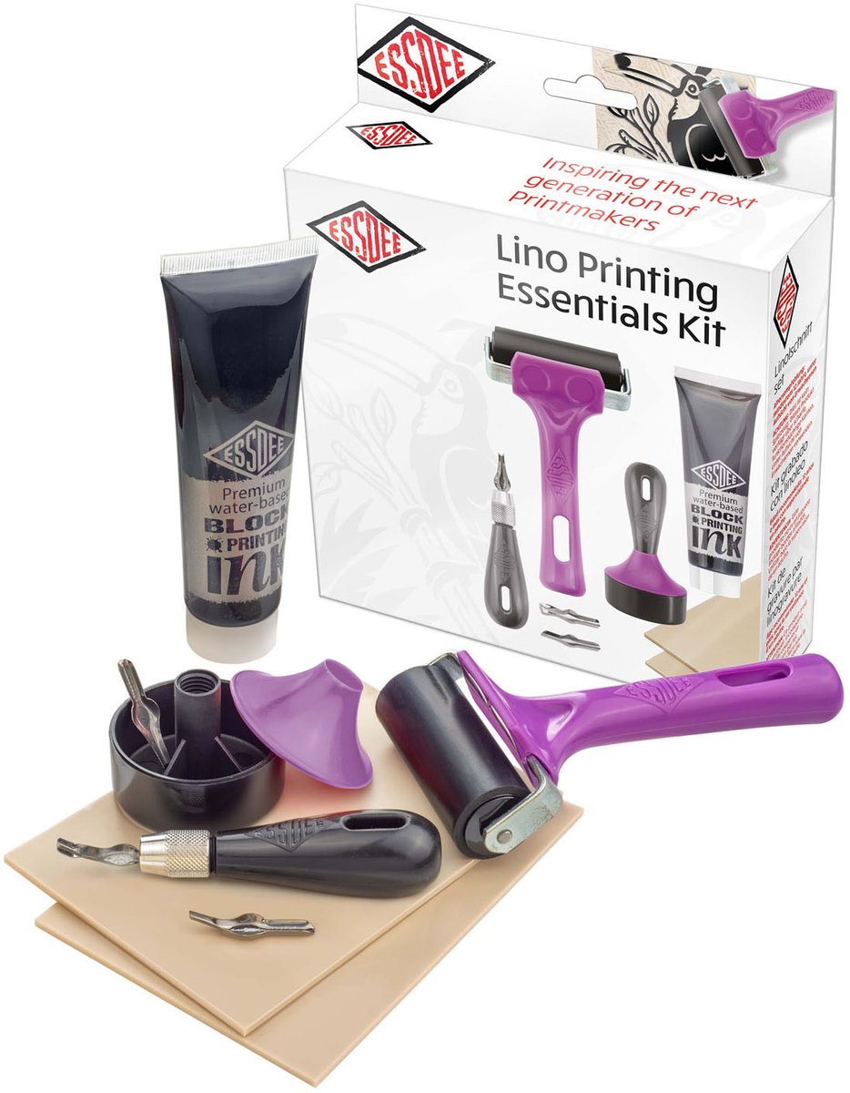Essdee linodruk essentials kit - creatieve startersset voor block printing.